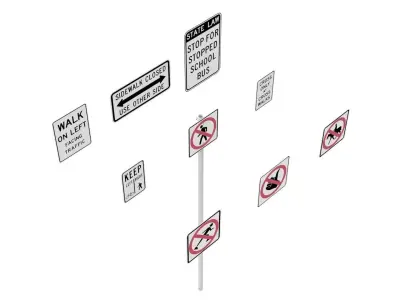 Road Sign US R9 Series Bicycles And Pedestrians 3D model
