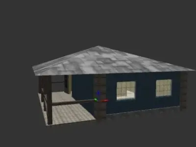 Single-room house two rooms Free low-poly 3D model