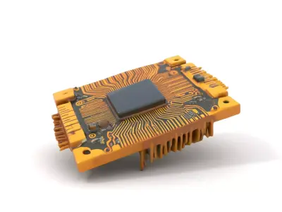 Golden Circuit Chip model pack Low-poly 3D model