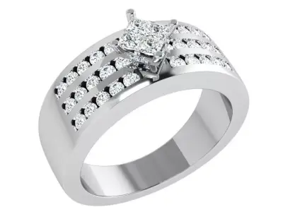 Princess Diamond Channel Setting Ring 4100 3D print model