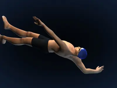 Swimming Man Back Style Riged and Animated Biped Low-poly 3D model