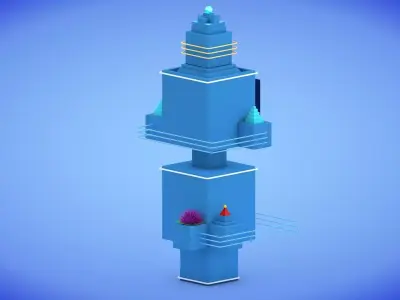 Low-poly Sci-fi Tower Low-poly 3D model