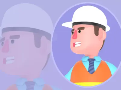 3D Cartoon Male Architect Character - Angry Explaining Pose 3D model