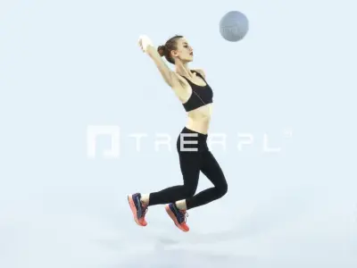 Beauty 17B Jumping Smashing Sports Volleyball Woman Low-poly 3D model
