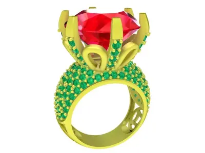 Luxury Round Halo Engagement Ring  4083 3D print model