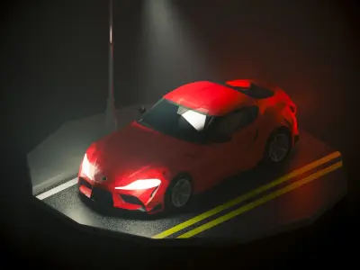 Toyota GR Supra Low Poly  Free low-poly 3D model