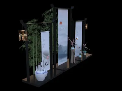 Chinese style beautiful Chen bamboo scroll vase 3D model