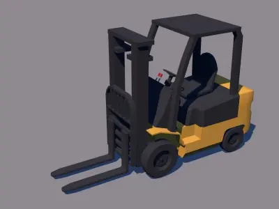 Forklift with box Low-poly 3D model
