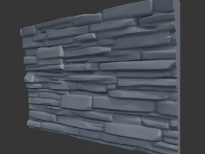 Eroded Ruined Wall Section 3D model
