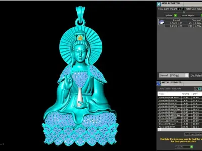 Buddha Guan Yin Pendant - Buddha Pendant 3D Model Collection