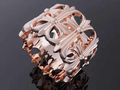 Chrome heart CEMETERY ring design 3D print model