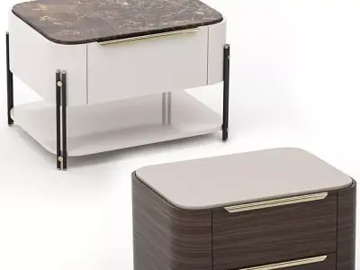 Bamboo Bedside Tables Low-poly 3D model
