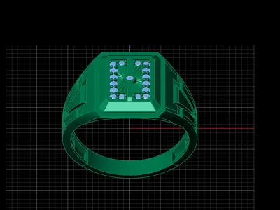 Print Ready STL 3DM  Gents Rings Diamond Men Ring  3D print model 63