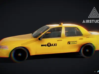 New York Taxi Yellow Cab Low-poly 3D model