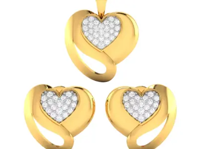 Women Pendant Earrings Set 3dm stl FBX OBJ Render Detail 3D print model