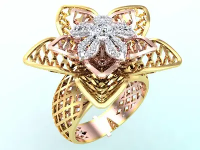  Mesh flower ring - Italian rings - Womens Rings - N6544 3D print model