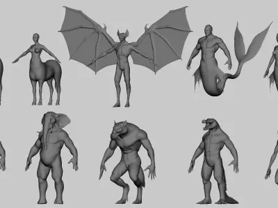 10 Mythical Creatures  Low-poly 3D model