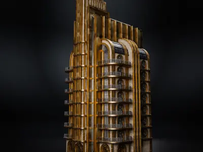 ART DECO SKYSCRAPER BUILDING 04 Low-poly 3D model