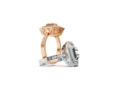 Baguette Diamond Ring 3d model printable 3D print model 3D print model