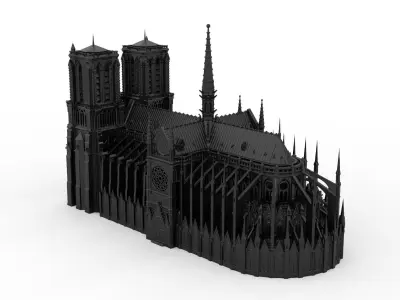 Notre-Dame de Paris Cathedral 3D print model