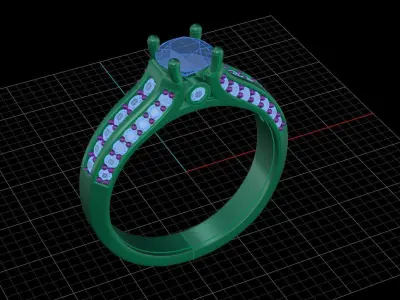 Luxury Engagement Ring 3D print model 4