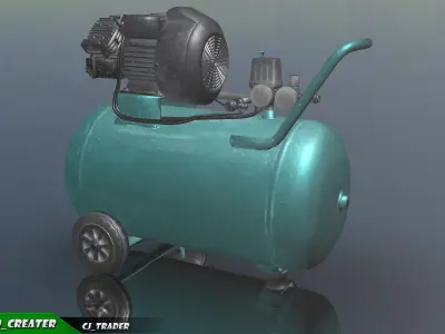 Modular Air Compressor Lowpoly PBR 3D Model Low-poly 3D model