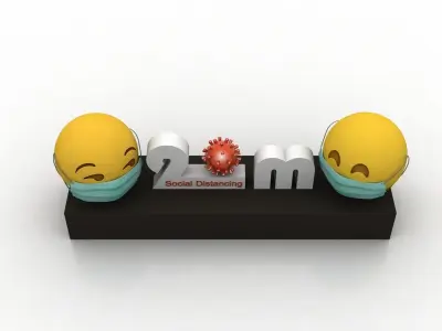 Social Distancing model for coronavirus Low-poly 3D model