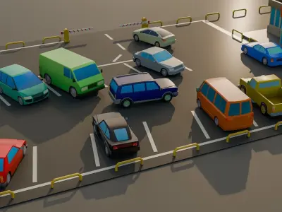 Low poly cars kit Low-poly 3D model