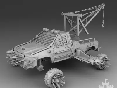 A pickup truck with saws 3D print model