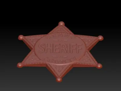 Sheriff badge 3 pack  3d model 3D print model