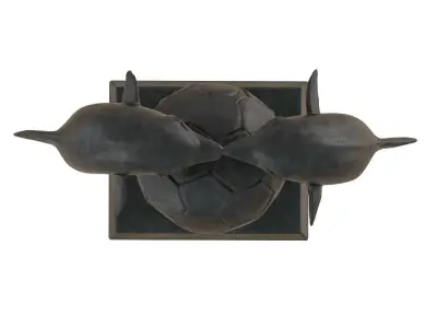 Sculpture Two Dolphins with Soccer Ball 3D model