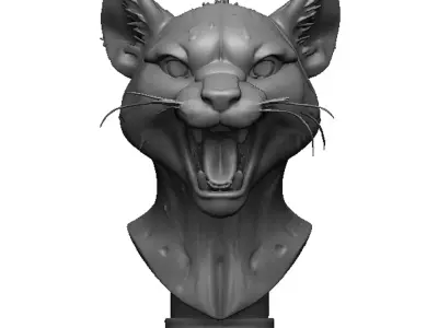 cheetah head bust 3D print model