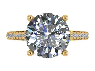 Round under halo cathedral solitaire ring  3D print model