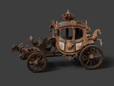 Chinese ancient carriage figure  Low-poly 3D model