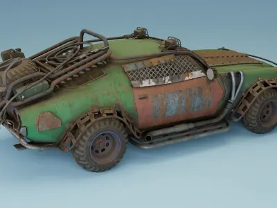 Post Apocalyptic 1970 Chevrolet Camaro Mid-Poly 3D model Low-poly 3D model