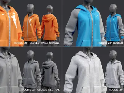 Nike Zip-up Hoodie fully zipped 3D model