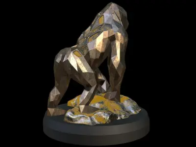 Steampunk Gorilla Rock Low-poly 3D model