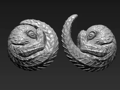Pholidota pair of animal sculptures 3D print model