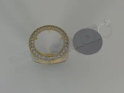 Luxury brilliant sevalie ring for coin case 3d model 3D print model