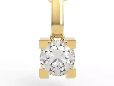 Premium Solitaire Diamond Pendant 3D print model