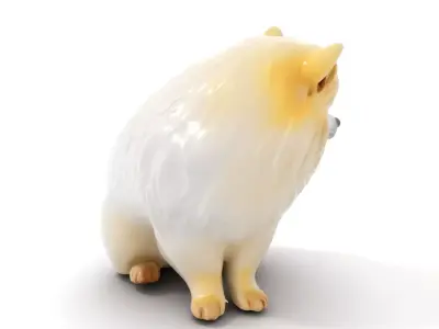 Fluffy White Dog model pack Low-poly 3D model