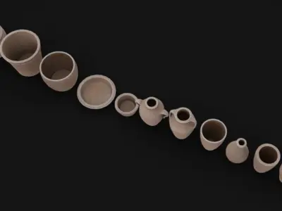 Clay Pots 01 Low-poly 3D model