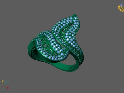 STL 3DM Women Ring Womens Ring Diamonds With Stone Model 3D print model