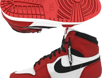 red nike air jordan 1 retro 3D model