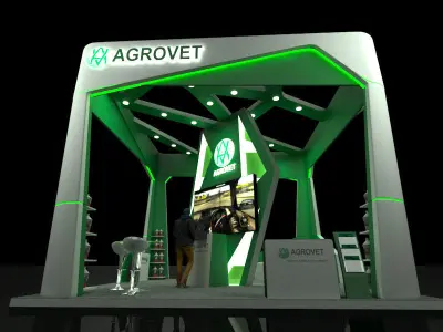 5x5m roofed stand 3D model