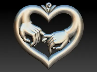 Hand Hands and Fingers Love Heart CNC files Art Wall Relief 3D print model