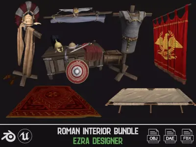Roman Deco Interior Bundle Low-poly 3D model