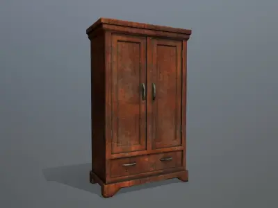 Cabinet 5 wooden wardrobe Low-poly 3D model