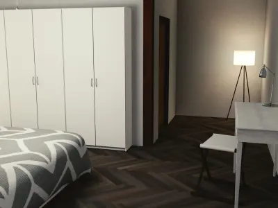 Motel with interior Low-poly 3D model