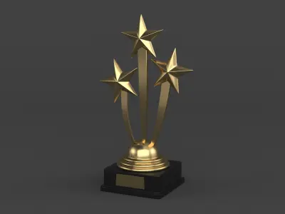 Gold Trophy Cups 3D model 21